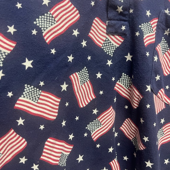 Elandale Navy Polo with Patriotic Flag All-Over Print Size Large - Picture 2 of 4